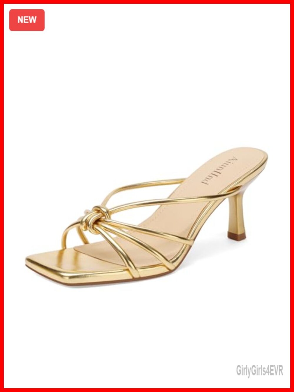 Kitten Heel Sandals Square Open Toe Slip On 2.5 Inch Heels